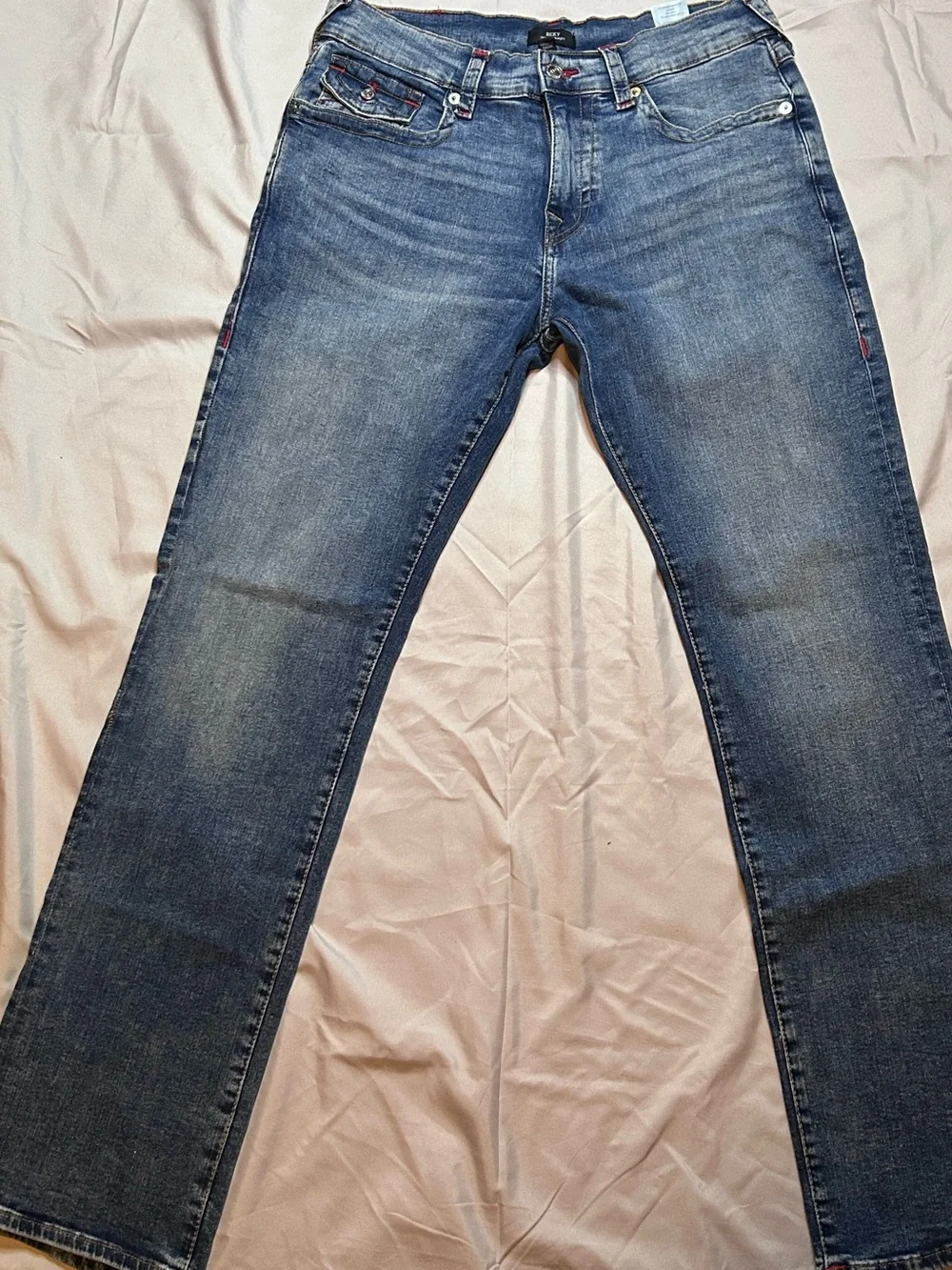 True Religion Men's Faded Blue Relaxed Straight Jeans